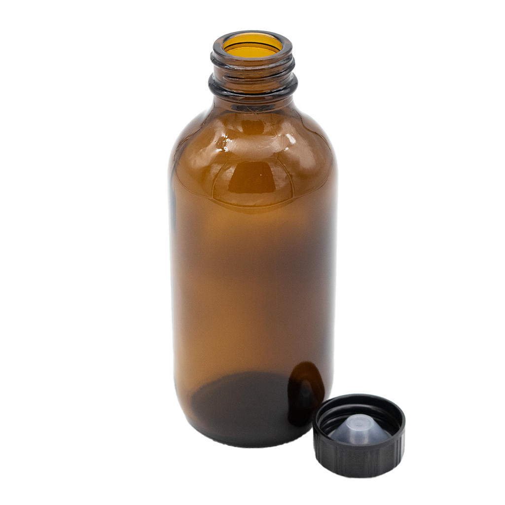 Winchester glass bottle (128ml/4oz amber) with R3/24 urea polycone lined cap